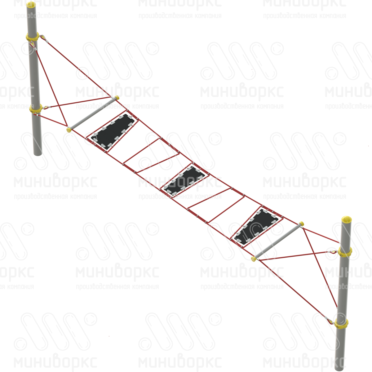 Переход с резиной, канатная часть из армированного шестипрядного каната Ø16 мм, цвет красный/желтый – M-1331.20-02 - 3