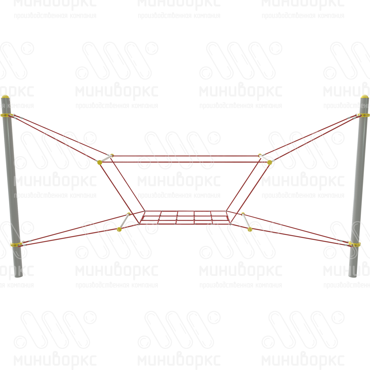 Переход с сеткой, канатная часть из армированного шестипрядного каната Ø16 мм, цвет красный/желтый – M-0423.20-02 - 2