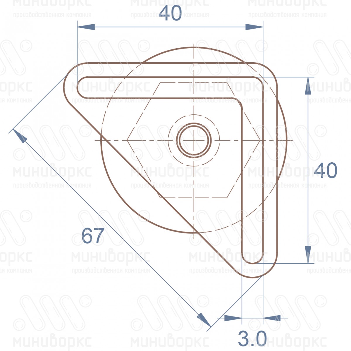 Комплект опоры под уголок 38х38, 40х40 мм и опоры с основанием Ø40 мм, под ключ 22, цвет черный – U40-40M8.D40x40 - 6