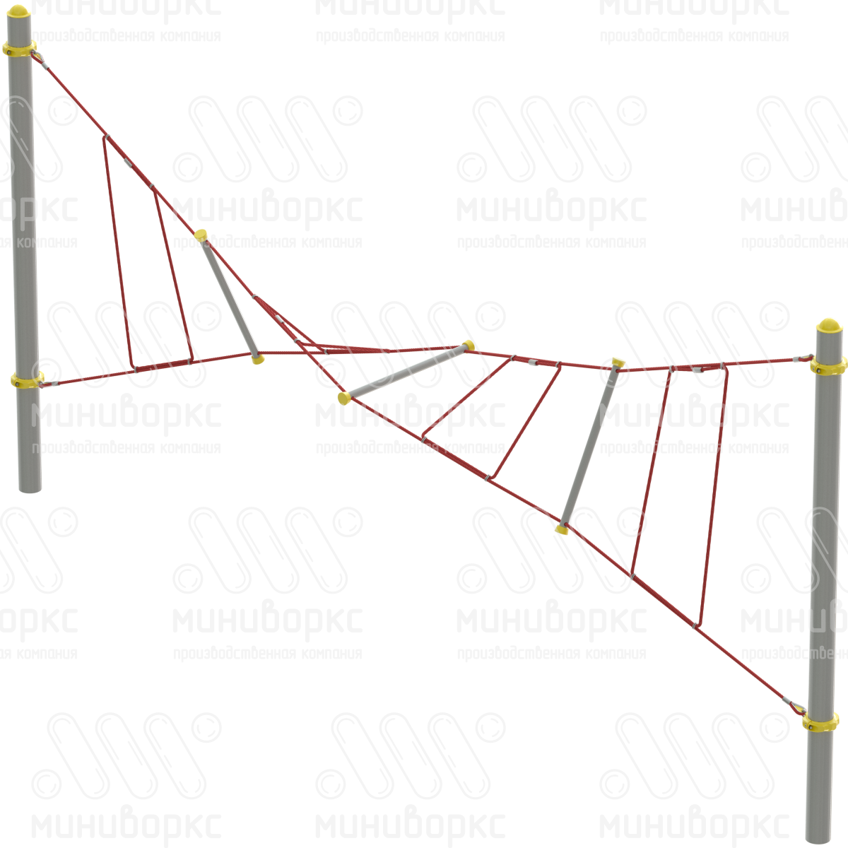 Переход Скрутка №1, канатная часть из армированного шестипрядного каната Ø16 мм, цвет красный/желтый – M-0397.20-02 - 3