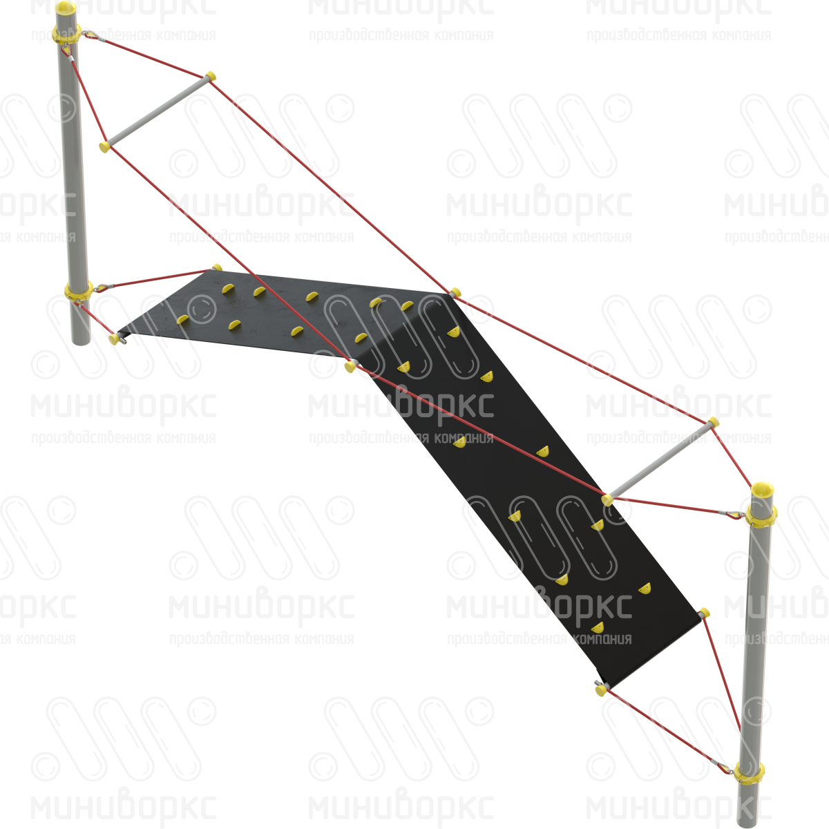 Переход Скалодромный, канатная часть из армированного шестипрядного каната Ø16 мм, цвет красный/желтый – M-0399.20-02 - 1