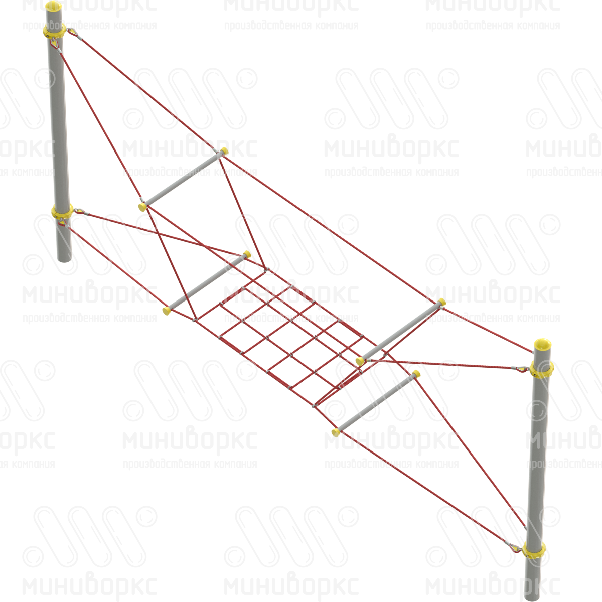 Переход с сеткой, канатная часть из армированного шестипрядного каната Ø16 мм, цвет красный/желтый – M-0423.20-02 - 3