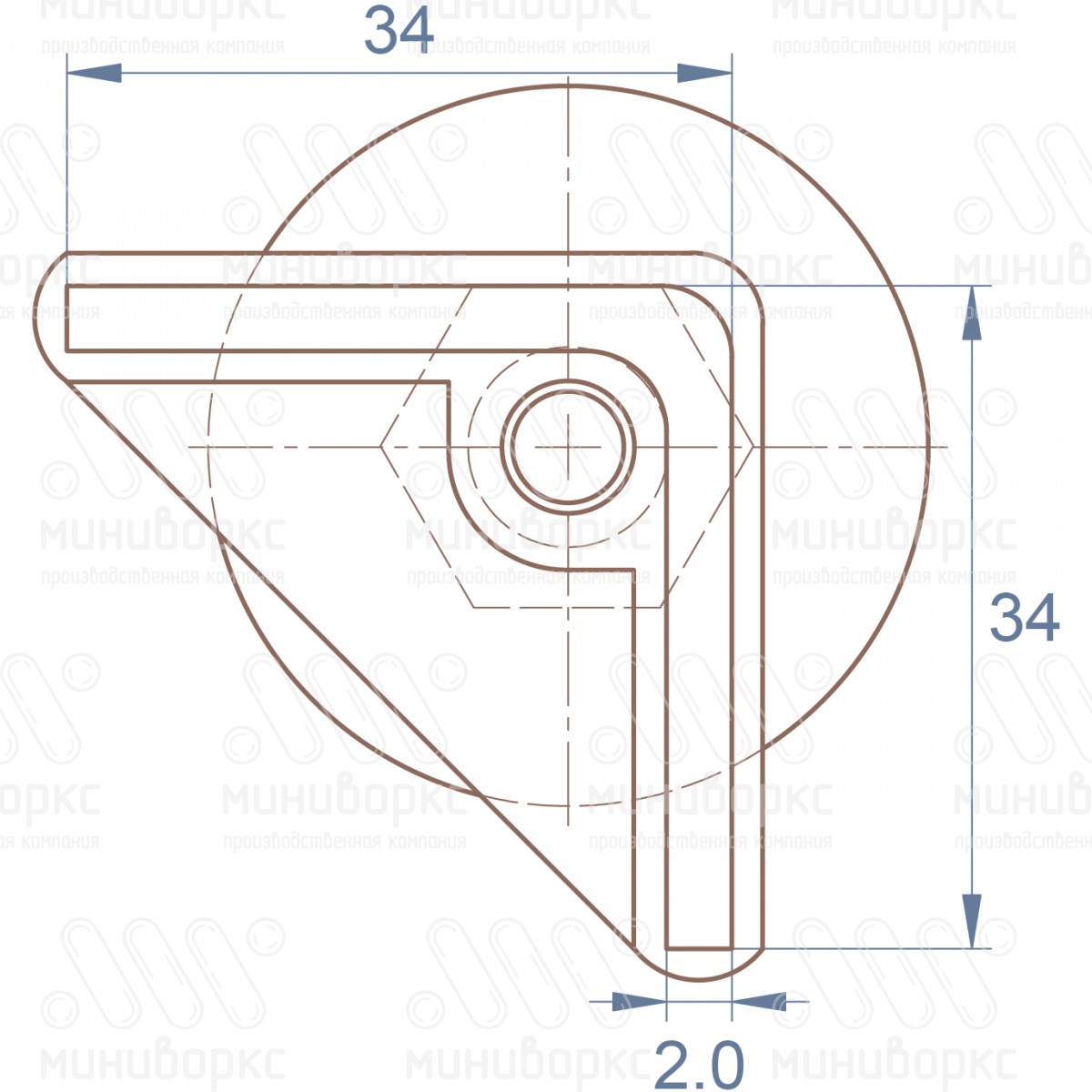 Опора регулируемая угловая 34x34 – U34-34M8.D40x40 | картинка 6