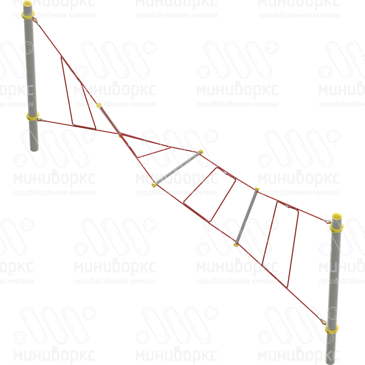 Переход Скрутка №1, канатная часть из армированного шестипрядного каната Ø16 мм, цвет красный/желтый – M-0397.20-02 - 1