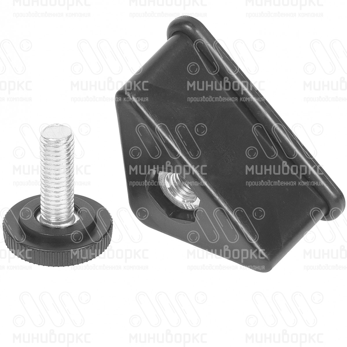 Комплект опоры под уголок 38х38, 40х40 мм и опоры с основанием Ø32 мм, цвет черный – U40-40M10.D32x30 - 4