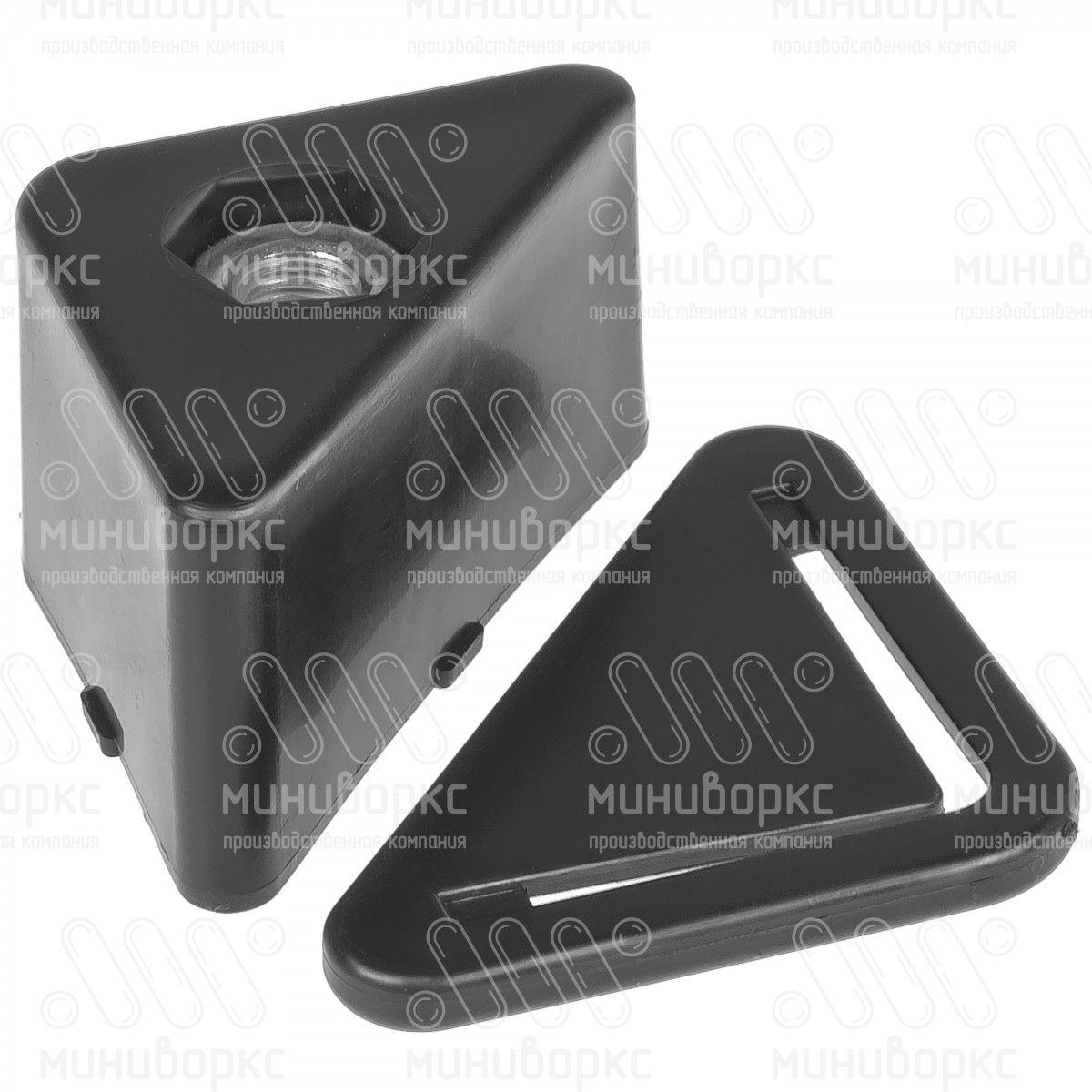 Комплект опоры под уголок 38х38, 40х40 мм и опоры с основанием Ø40 мм, под ключ 22 , цвет черный – U40-40M10.D40x40 - 6